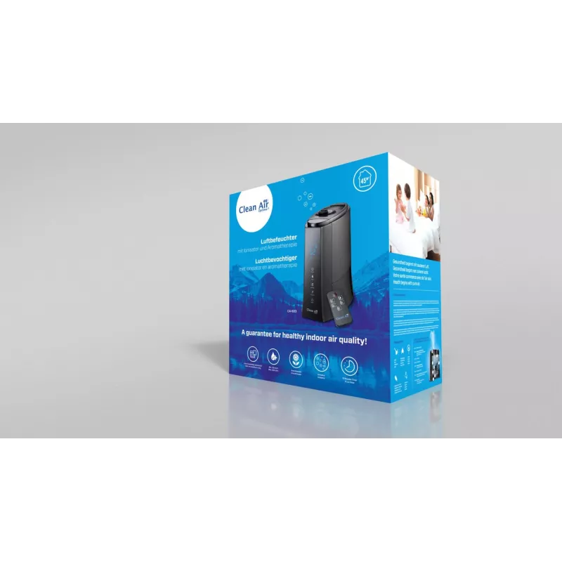 Clean Air Optima CA-603 Ultragarsinis drėkintuvas su jonizatoriumi, 5,5 l, šaltas ir šiltas rūkas, iki 60 m², skaitmeninis jutiklinis skydelis, nuotolinio valdymo pultas, „Wi-Fi“ programa