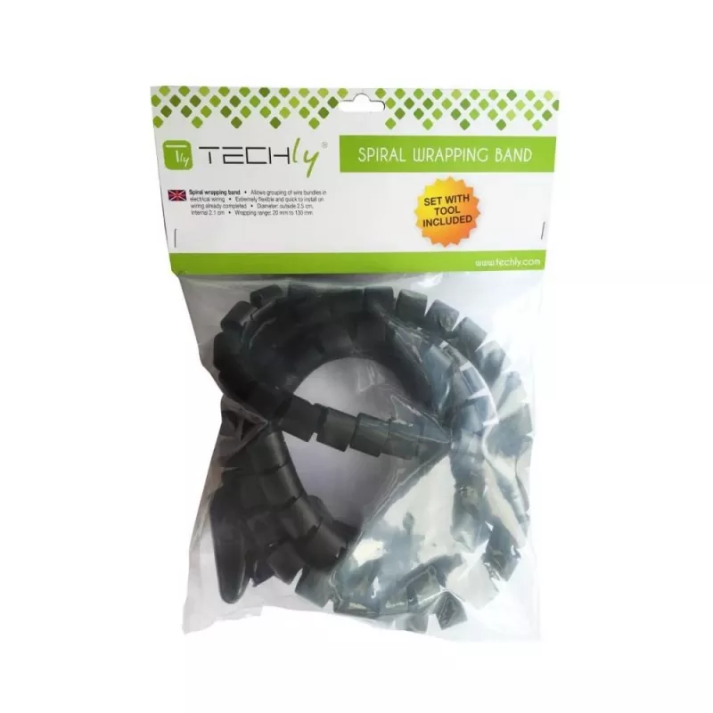TECHLY Lankstus kabelių dangtelis 2,5 m 25 mm skersmens juodas