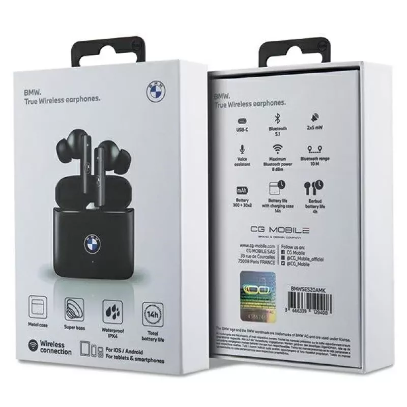 BMW Signature Collection Bluetooth TWS ausinės BMWSES20AMK juodos