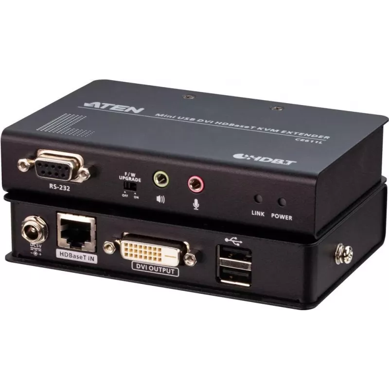 ATEN CE611 Mini USB HDBaseT DVI KVM Extender - Siųstuvas ir imtuvas - Iki 100 m