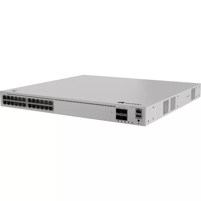 Huawei eKitEngine S310-24PN4X valdomas L2+ PoE+ jungiklis - 24x 2.5G PoE+ prievadai + 4x 10G SFP+ aukštyn nukreipti prievadai, 400 W PoE biudžetas, montuojamas į stelažą