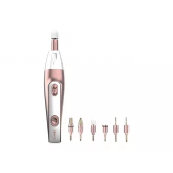 Cecotec PinkyCare 700 Perfect Nails Electric Manicure and Pedicure Set, Nail Drill, 7 Attachments, 2 Speeds, Rechargeable, Pink/White