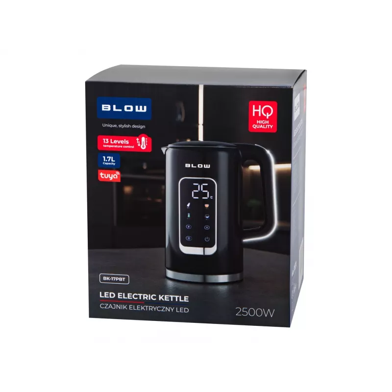 BLOW BK-17PBT Smart Wi-Fi elektrinis virdulys su skaitmeniniu ekranu, 2500W, 1,7L, juodas