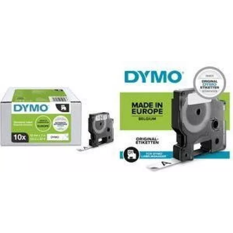 DYMO D1 Label Tape Value Pack 10 Rolls Black on White 9mm x 7m (2231632)