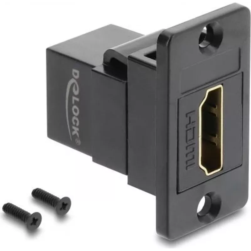 Delock Panel Mount HDMI Female to Female Coupler 4K Black (91194)
