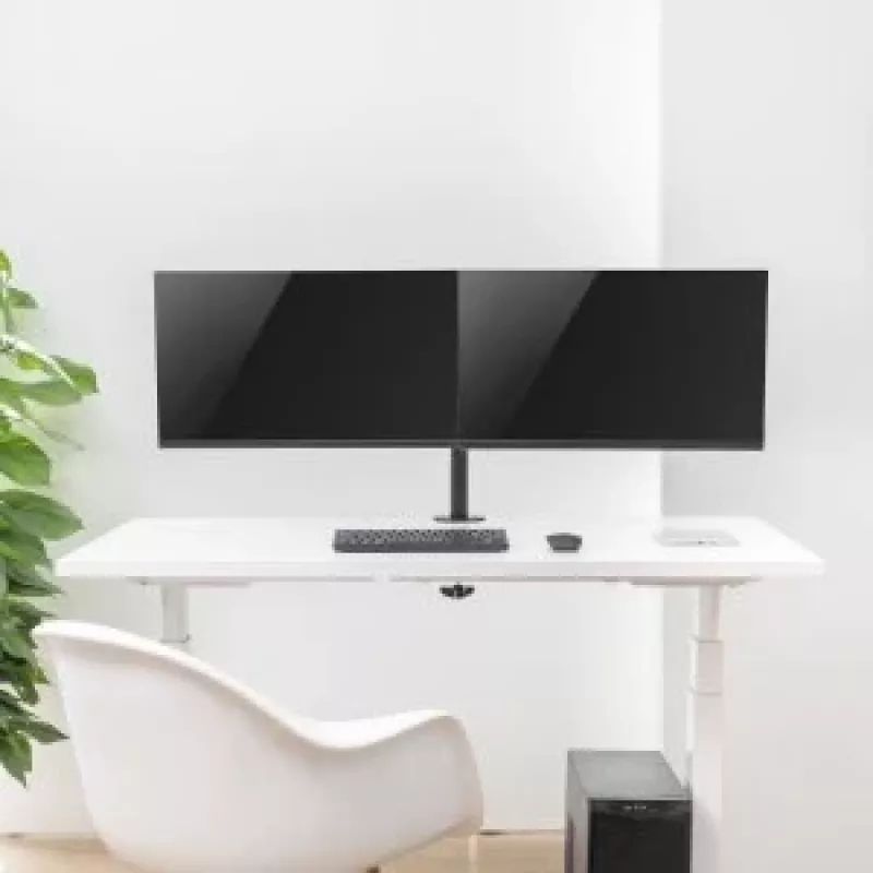 Maclean MC-884 Vieno monitoriaus stalinis laikiklis 17-32 inch ekranams, juodas, dujinė spyruoklė, USB 3.0