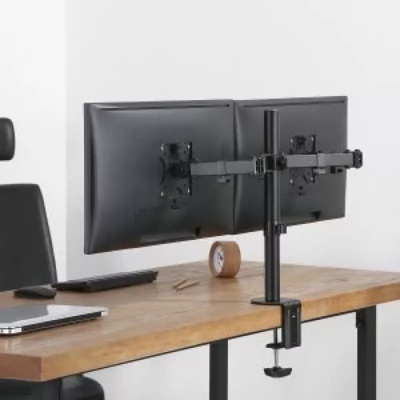 Maclean MC-884 Vieno monitoriaus stalinis laikiklis 17-32 inch ekranams, juodas, dujinė spyruoklė, USB 3.0