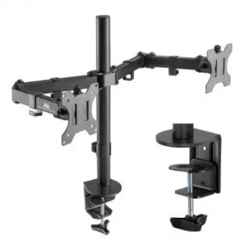 Maclean MC-884 Vieno monitoriaus stalinis laikiklis 17-32 inch ekranams, juodas, dujinė spyruoklė, USB 3.0