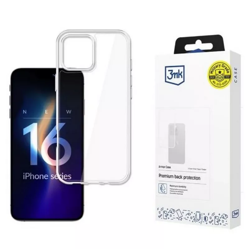 3MK Armor Case, skirtas Apple iPhone 16 Pro Max, permatomas, TPU ir PC, karinio lygio apsauga nuo kritimo