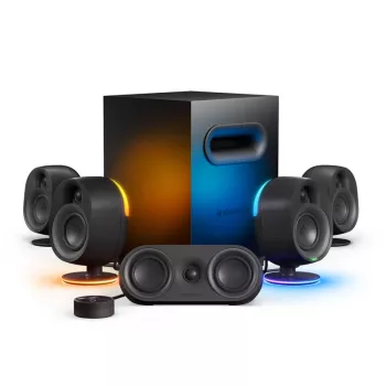 SteelSeries Arena 9 5.1 kanalų garsiakalbių sistema su belaidžiu žemųjų dažnių garsiakalbiu, Bluetooth 5.0, RGB apšvietimu, juoda