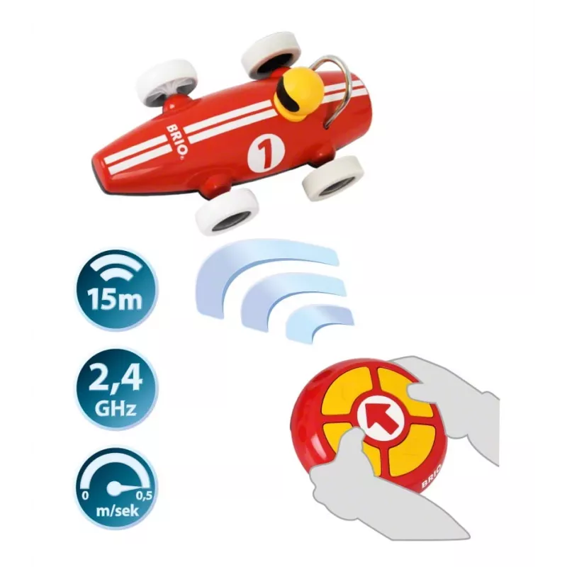BRIO RC Rennwagen su nuotolinio valdymo pultu, raudona/balta