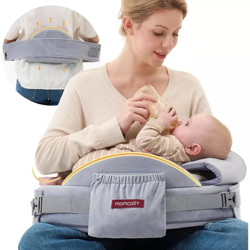 MOMCOZY CozyPro Nursing Pillow for Breastfeeding Grey