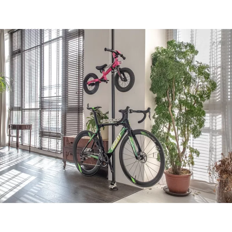 Topeak Dual-Touch Floor-to-Ceiling Bike Stand for 2 Bikes, Black/Silver