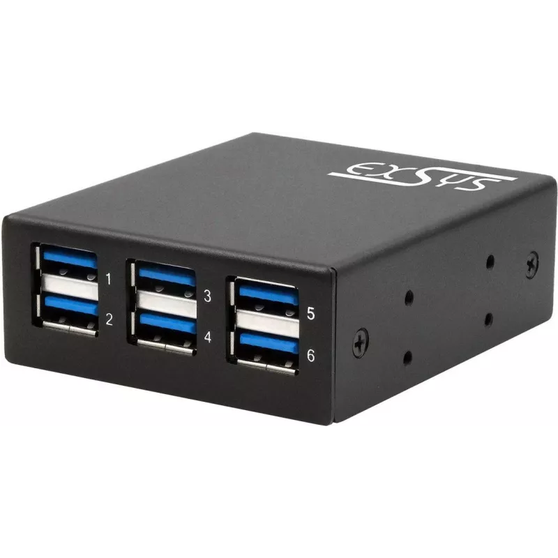 Exsys USB 3.2 Gen 1 Hub su 15kV ESD apsauga, DIN bėgio montavimu, 6 prievadų (EX-11246HMS)