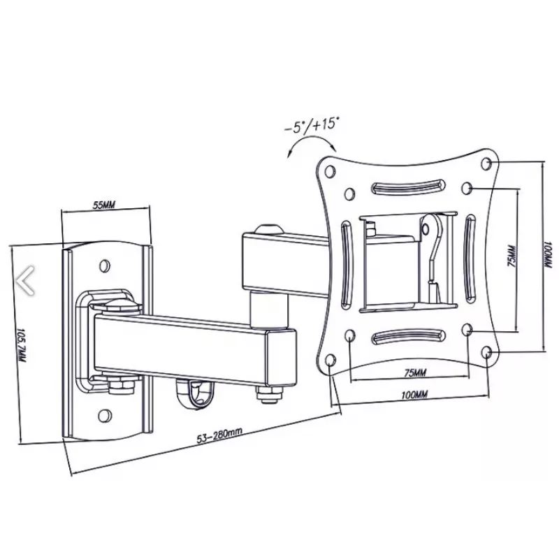 BLOW TV sieninis laikiklis 10-27 inch juodas fiksuotas 15kg VESA 75x75 100x100
