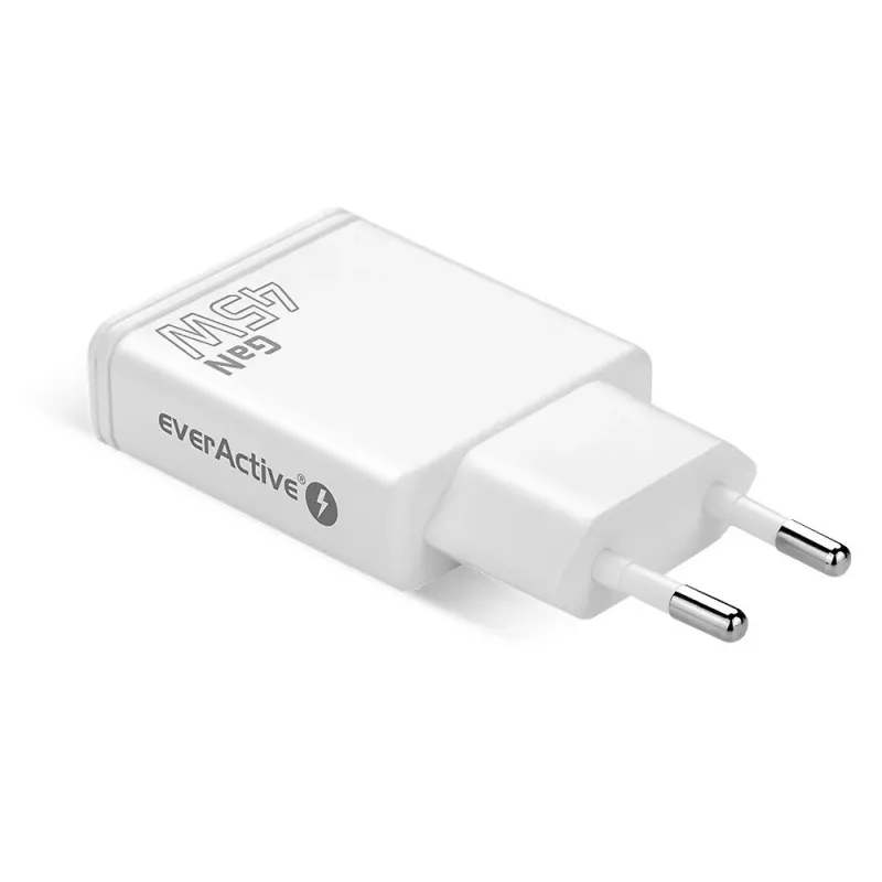 EVERACTIVE GaN QC3.0 45W USB-C sieninis įkroviklis SC-460Q baltas