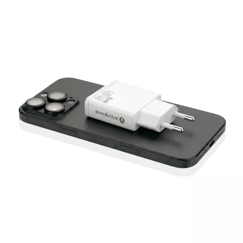 EVERACTIVE GaN QC3.0 45W USB-C sieninis įkroviklis SC-460Q baltas