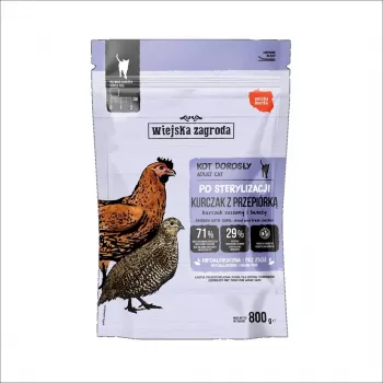 WIEJSKA ZAGRODA Sterilised Chicken with Quail Dry Cat Food 800g