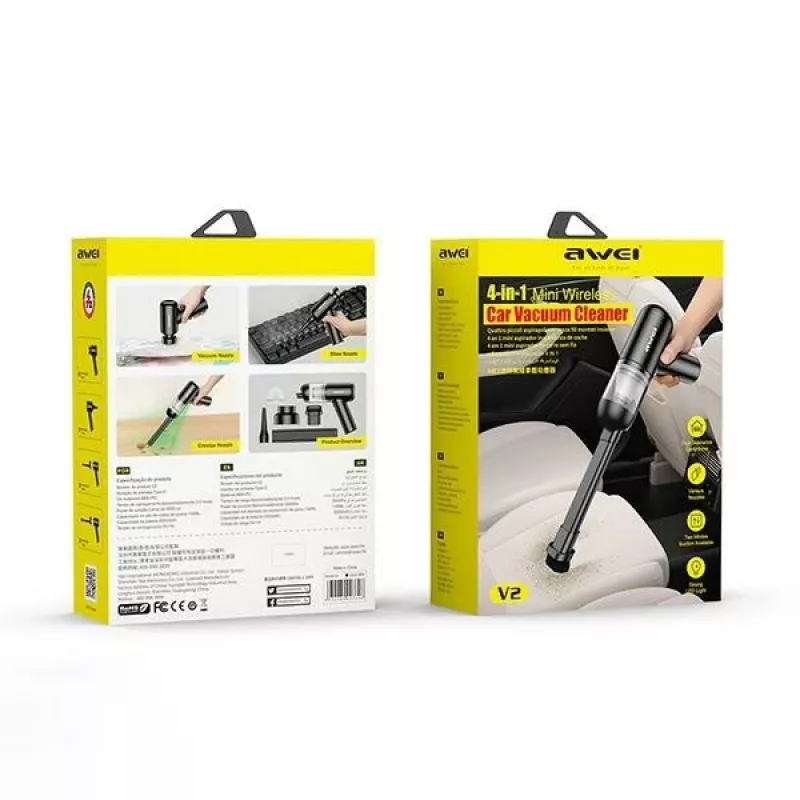 AWEI Mini belaidis dulkių siurblys V2 juodas 5000Pa siurbimas USB-C