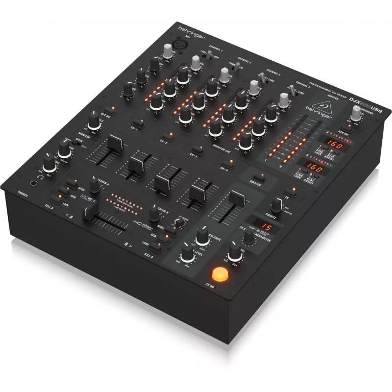 Behringer DJX900USB Professional 5 kanalų DJ maišytuvas su INFINIUM bekontakčiu VCA kryžminiu faderiu, pažangiais skaitmeniniais efektais ir USB / garso sąsaja