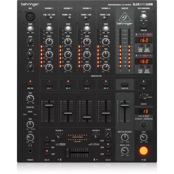 Behringer DJX900USB Professional 5 kanalų DJ maišytuvas su INFINIUM bekontakčiu VCA kryžminiu faderiu, pažangiais skaitmeniniais efektais ir USB / garso sąsaja