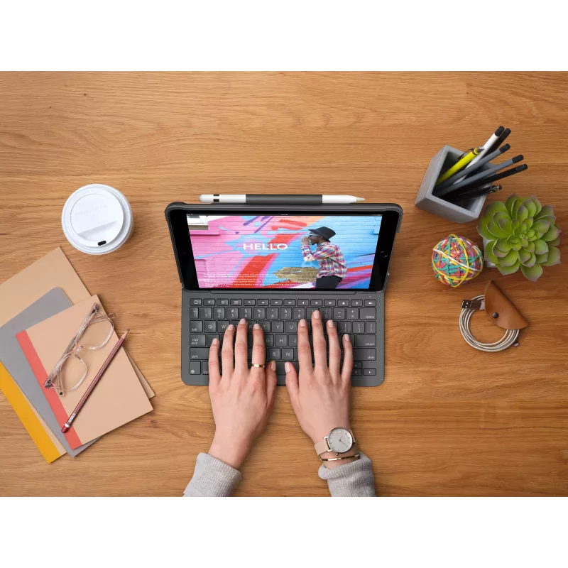 Logitech Slim Folio klaviatūros dėklas, skirtas iPad 10,2 colių (7, 8, 9 kartos) - Graphite - QWERTY JK anglų