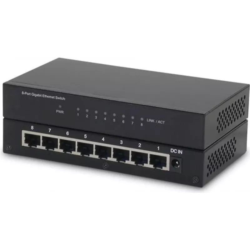 ROLINE Nevaldomas Gigabit Ethernet jungiklis, 8 prievadai, stalinis