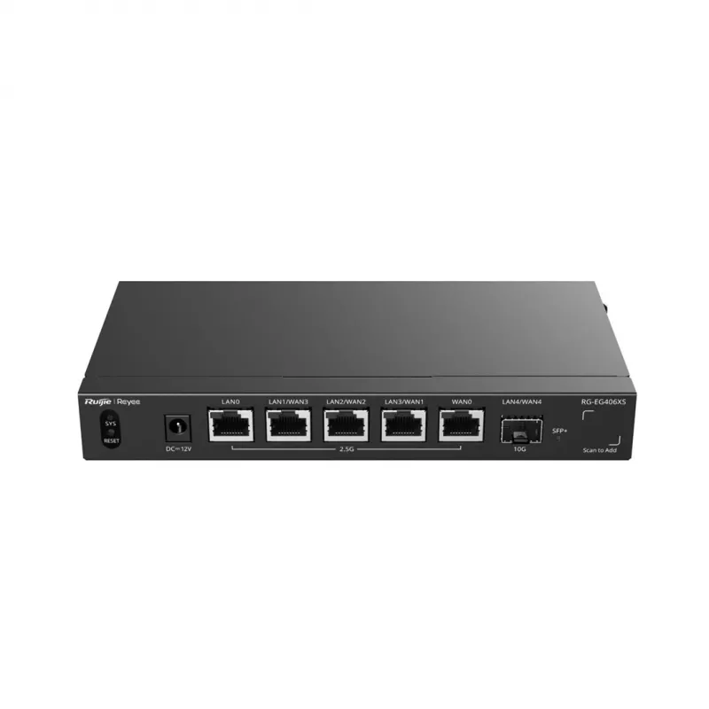 Ruijie Reyee RG-EG406XS Multi-WAN debesų šliuzas, 6 prievadai, 2.5GE WAN/LAN, 10G SFP+, VPN, debesų valdymas, montuojamas į stelažą