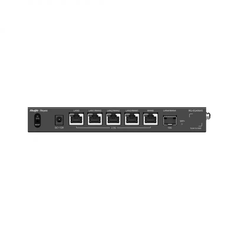 Ruijie Reyee RG-EG406XS Multi-WAN debesų šliuzas, 6 prievadai, 2.5GE WAN/LAN, 10G SFP+, VPN, debesų valdymas, montuojamas į stelažą