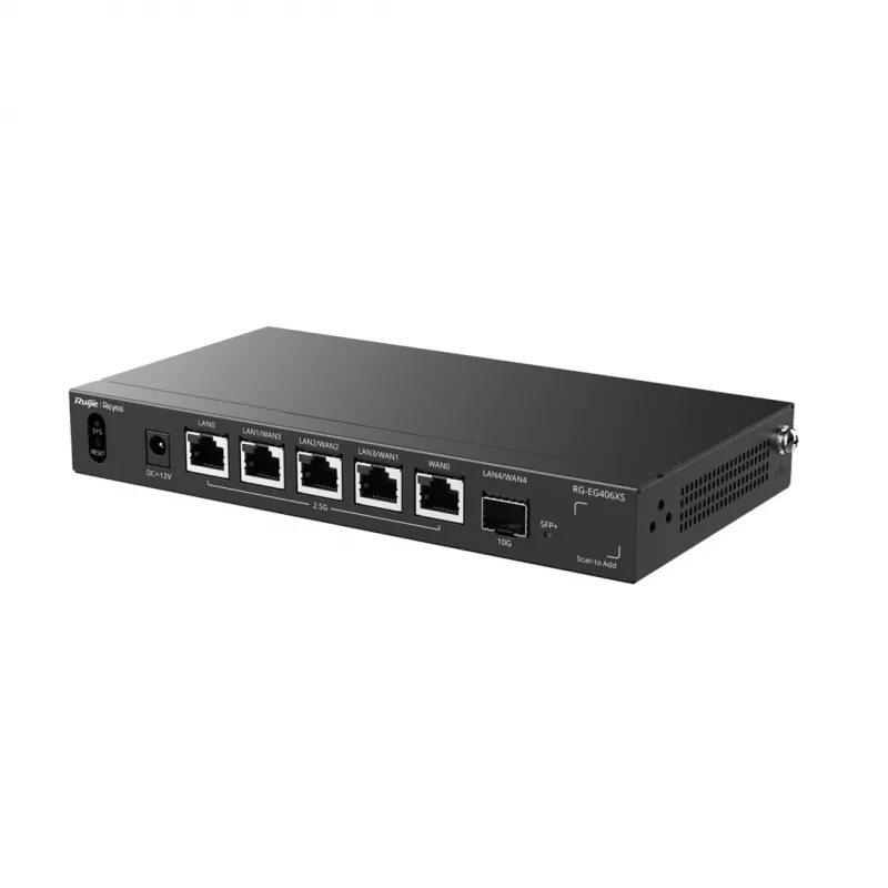 Ruijie Reyee RG-EG406XS Multi-WAN debesų šliuzas, 6 prievadai, 2.5GE WAN/LAN, 10G SFP+, VPN, debesų valdymas, montuojamas į stelažą