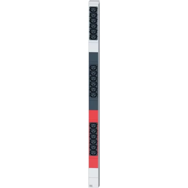 Bachmann IT PDU Basic 1U Rackmount Power Distribution Unit - 400V 3-Phase - 24x C13 + 6x Schuko Outlets - 16A - 3m Cable - Aluminium (800.2339)