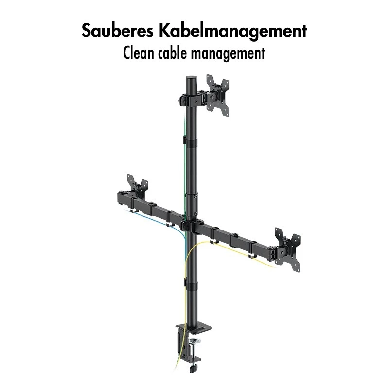 LOGILINK Trijų monitorių laikiklis 17-27 colių ekranams, 10 kg vienai rankai, juodas