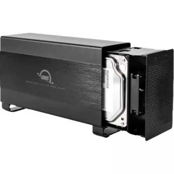 OWC Mercury Elite Pro Dual - Išorinis RAID korpusas - 2 lizdai - 2,5/3,5 colio - SATA I/II/III - USB 3.1 Gen 1 ir eSATA - Aliuminis - Juodas