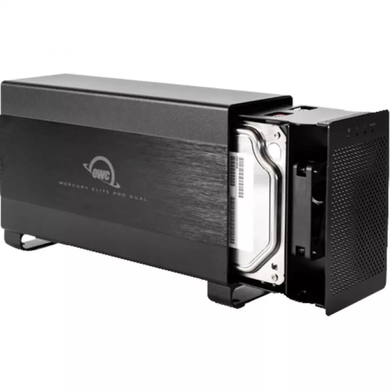 OWC Mercury Elite Pro Dual - Išorinis RAID korpusas - 2 lizdai - 2,5/3,5 colio - SATA I/II/III - USB 3.1 Gen 1 ir eSATA - Aliuminis - Juodas
