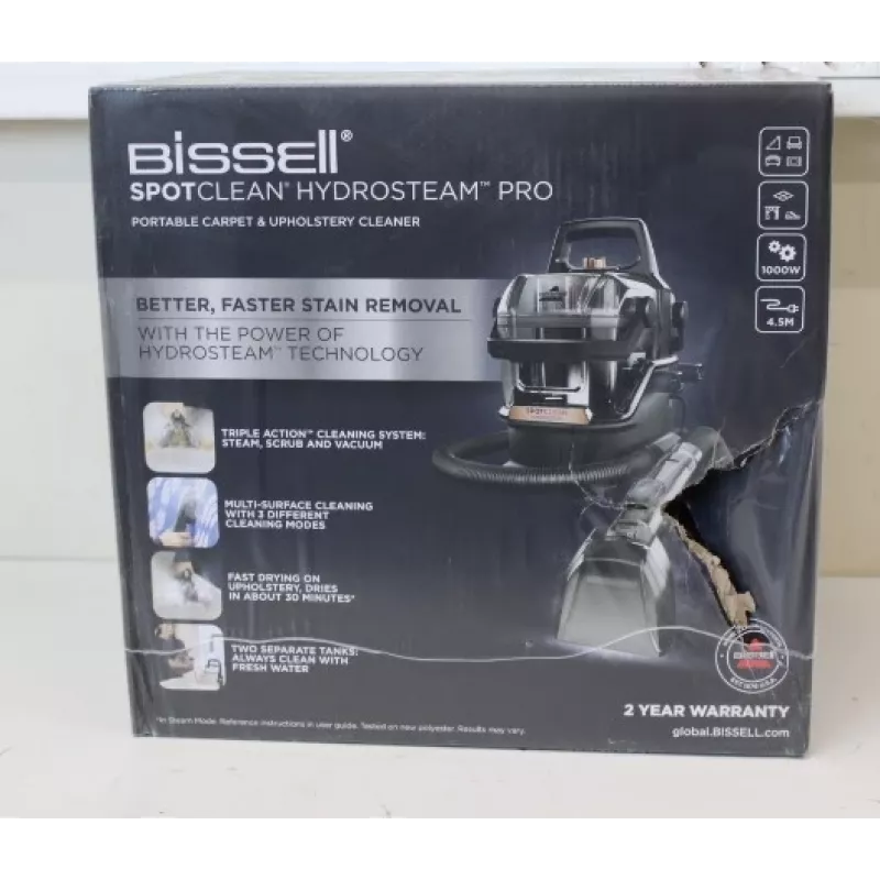 BISSELL SpotClean HydroSteam Pro nešiojamas kilimų ir apmušalų valiklis, laidinis, 1000 W, juodas
