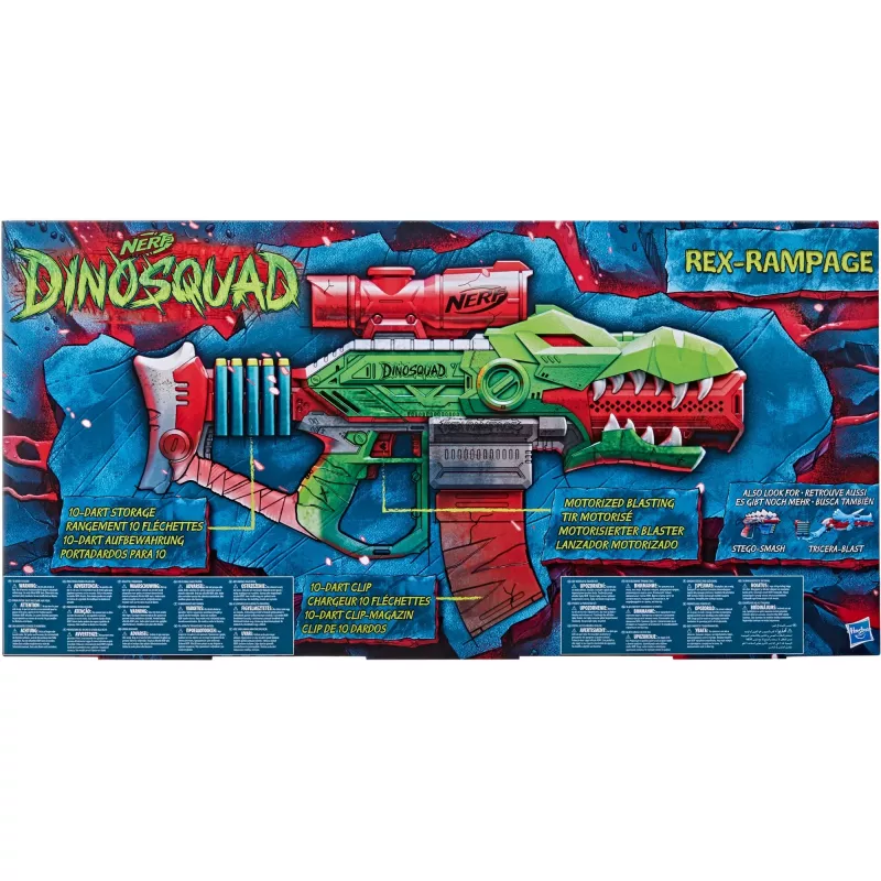 HASBRO Nerf DinoSquad Rex-Rampage Motorizuotas strėlių paleidėjas – žalia/oranžinė