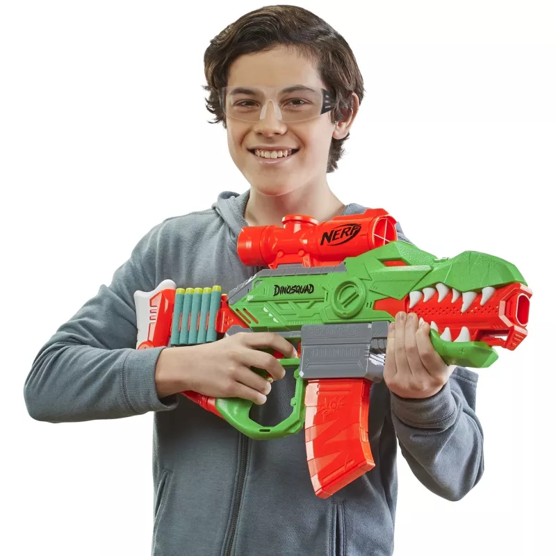 HASBRO Nerf DinoSquad Rex-Rampage Motorizuotas strėlių paleidėjas – žalia/oranžinė
