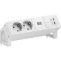 Bachmann DESK2 Pure White stalinis maitinimo modulis su 2x Schuko lizdais ir 65W USB-C PD, 0,2 m kabeliu, RAL 9010