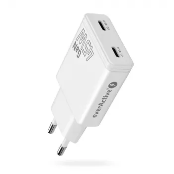 EVERACTIVE GaN 45W USB-C Įkroviklis QC3.0 SC-465Q Baltas