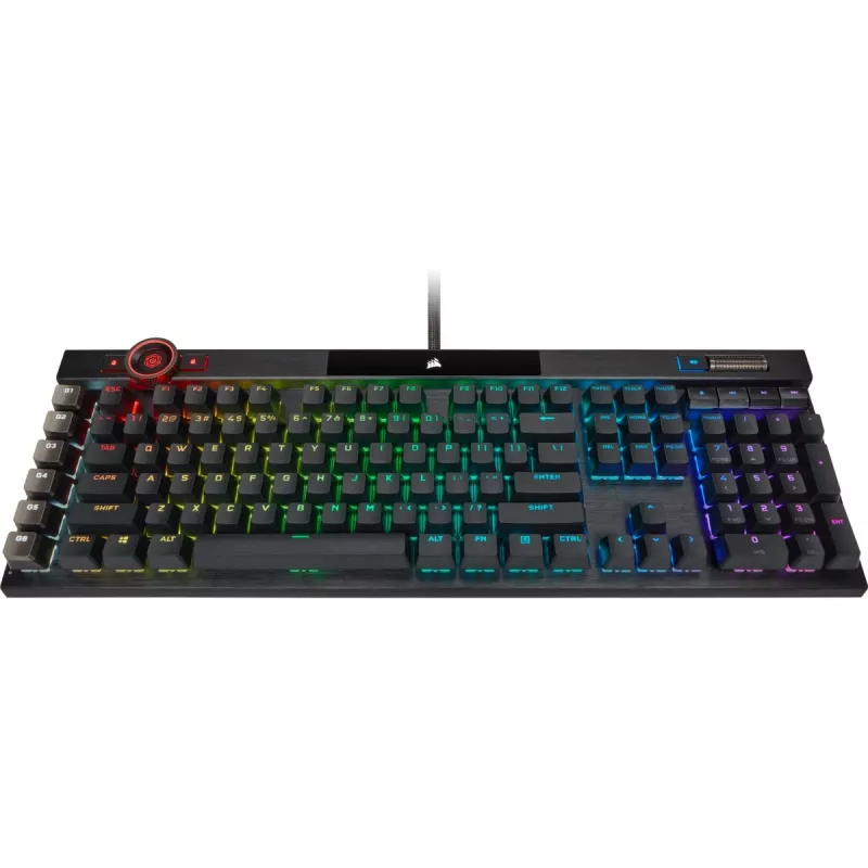 Corsair K100 RGB Gaming Keyboard, CORSAIR OPX optiniai-mechaniniai jungikliai, RGB LED, juoda
