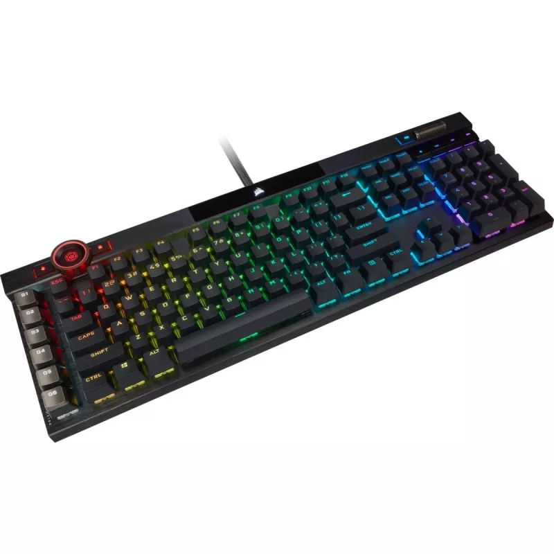 Corsair K100 RGB Gaming Keyboard, CORSAIR OPX optiniai-mechaniniai jungikliai, RGB LED, juoda