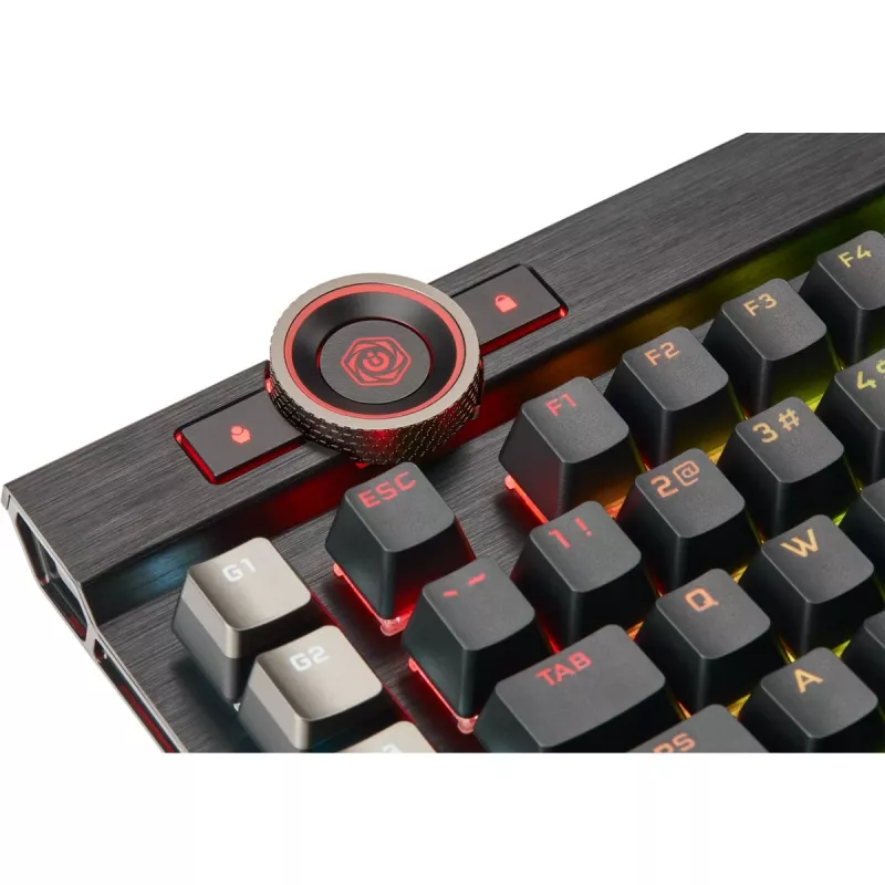 Corsair K100 RGB Gaming Keyboard, CORSAIR OPX optiniai-mechaniniai jungikliai, RGB LED, juoda