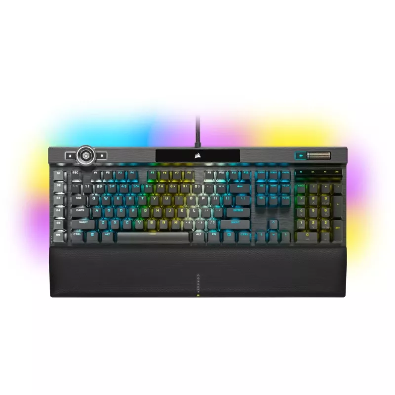 Corsair K100 RGB Gaming Keyboard, CORSAIR OPX optiniai-mechaniniai jungikliai, RGB LED, juoda