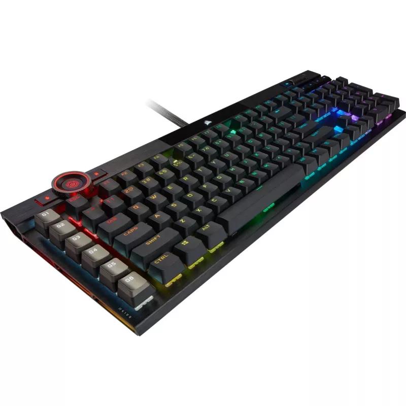 Corsair K100 RGB Gaming Keyboard, CORSAIR OPX optiniai-mechaniniai jungikliai, RGB LED, juoda