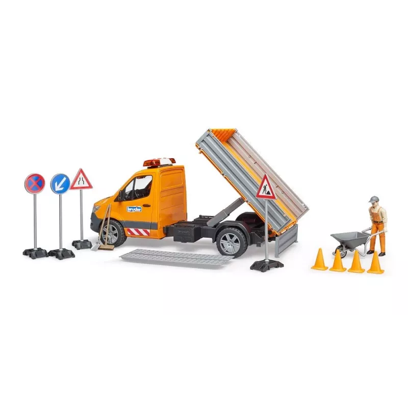 BRUDER MB Sprinter Municipal su šviesos ir garso moduliu, oranžinė, 1:16 mastelis