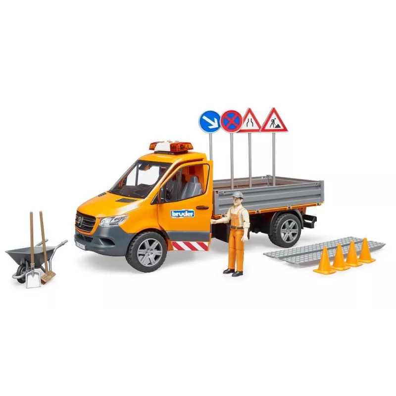 BRUDER MB Sprinter Municipal su šviesos ir garso moduliu, oranžinė, 1:16 mastelis
