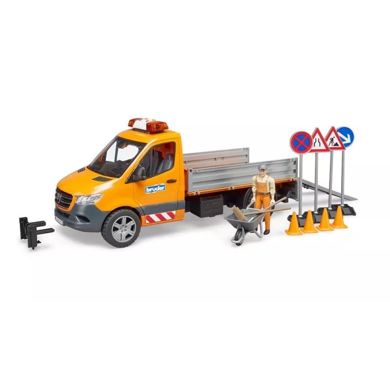 BRUDER MB Sprinter Municipal su šviesos ir garso moduliu, oranžinė, 1:16 mastelis