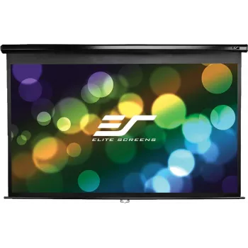 Elite Screens Manual Series M106UWH 106 inch 16:9 Manual Pull-Down Projection Screen with MaxWhite 1.1 Gain, White Casing