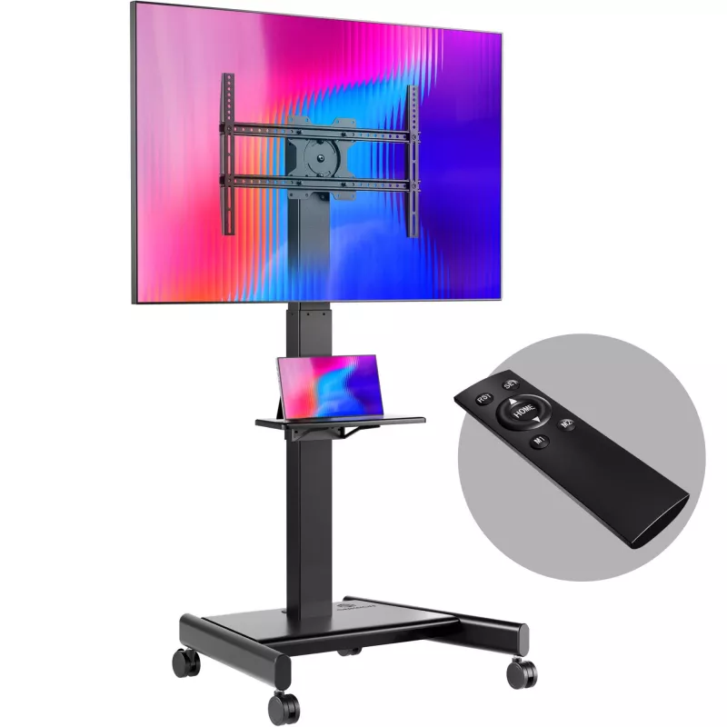 ONKRON TS1552E-B TV Mobile Stand for 43-75 inch Screens, Black