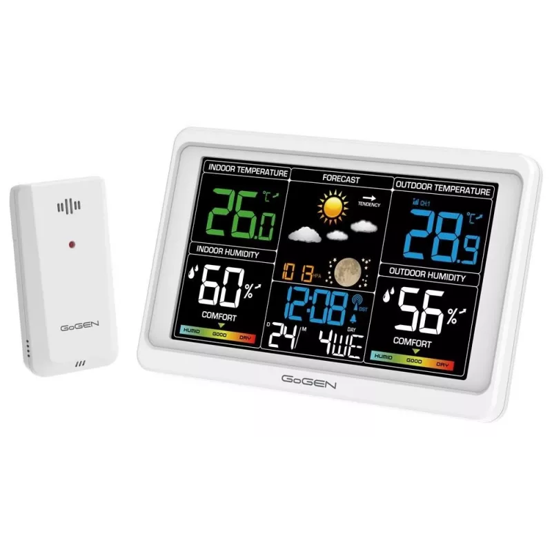 GoGEN GOG-ME3350W Belaidė orų stotis su spalvotu LCD ekranu ir lauko jutikliu